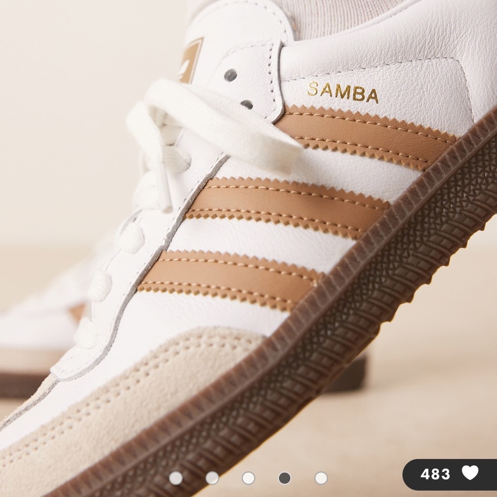 Adidas Samba White and Tan Sneakers - Picture 4 of 5